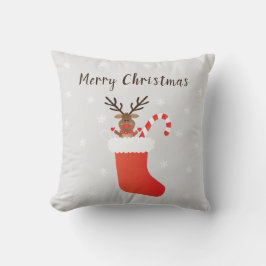 Frohe Weihnachtsbaum in einem Strumpf Red White Kissen