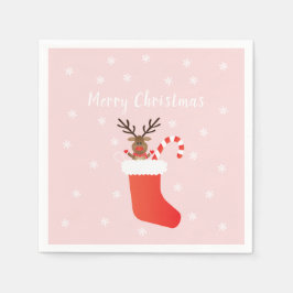 Frohe Weihnachtsbaum in einem Strumpf Red White Serviette