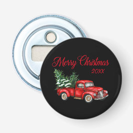 Frohe Weihnachtsbaum Jahr Vintag Red Truck Black Flaschenöffner