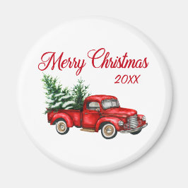 Frohe Weihnachtsbaum Jahr Vintager roter LKW Magnet