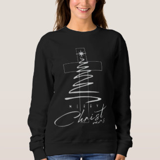 Frohe Weihnachtsbaum Kreuz | Christliches Weihnach Sweatshirt