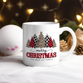 Frohe Weihnachtsbaum Leopard & Buffalo Kariert Kaffeetasse