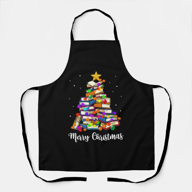 Frohe Weihnachtsbaum lesen Bücher Lover Librarian Schürze (Vorderseite)