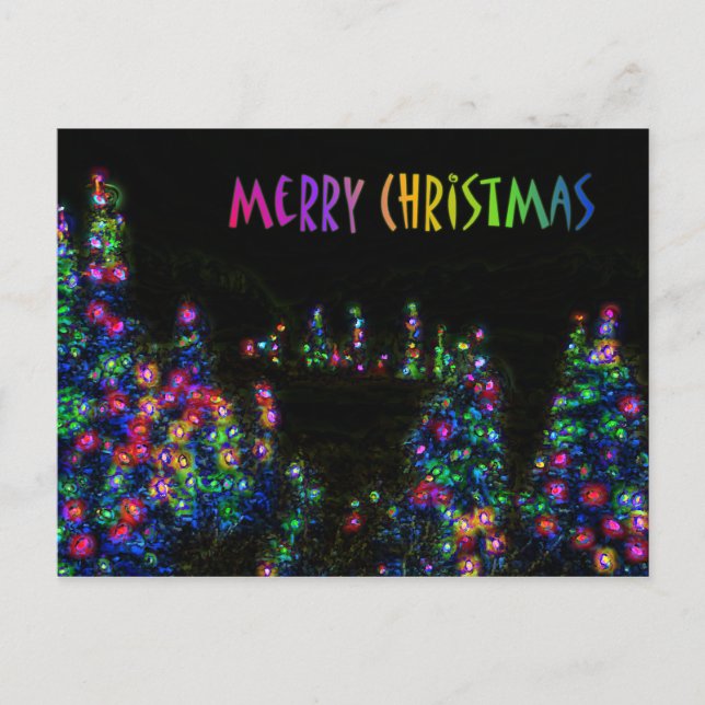 Frohe Weihnachtsbaum-Lichter Postkarte (Vorderseite)