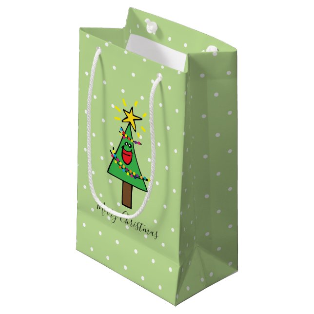 Frohe Weihnachtsbaum Lights Ornaments Gold Star Kleine Geschenktüte (Vorderseite Schrägansicht)