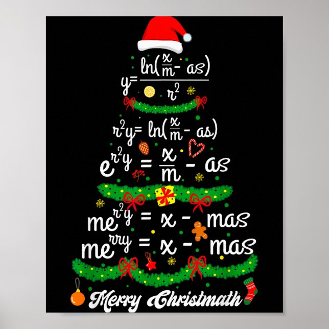 Frohe Weihnachtsbaum-Mathe-Lehrerin Xmas-Shirt Fro Poster (Vorne)
