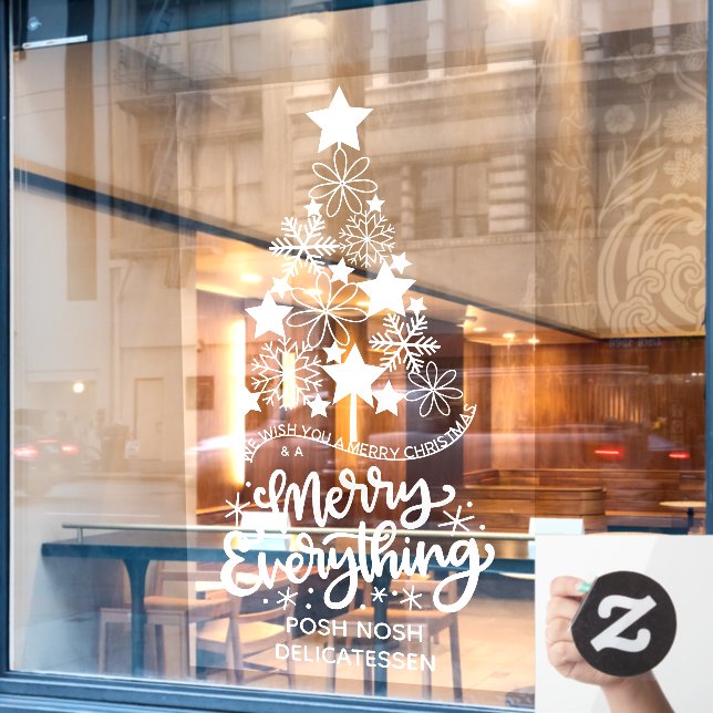 Frohe Weihnachtsbaum Merry Alles Personalisiert Fensteraufkleber (Café-Fenster)