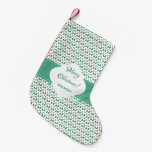 Frohe Weihnachtsbaum Mint Green Monogram Kleiner Weihnachtsstrumpf