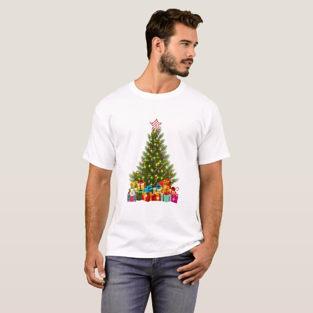 Frohe Weihnachtsbaum mit Star Presents Holiday T-Shirt (Vorne ganz)