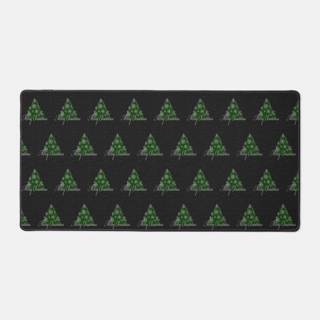 Frohe Weihnachtsbaum Muster Urlaub Grün Schreibtischunterlage (Vorderseite)