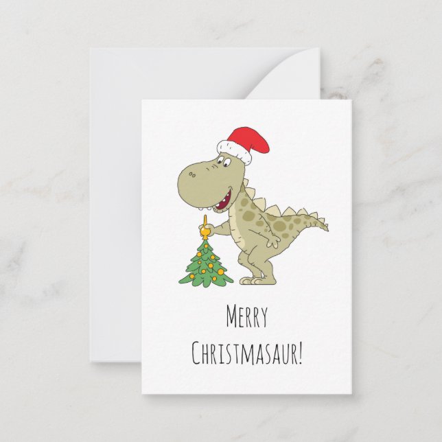 Frohe Weihnachtsbaum Niedliche Dinosaurier-Weihnac Mitteilungskarte (Vorderseite)