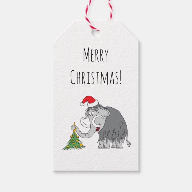 Frohe Weihnachtsbaum Niedliche Mammoth-Weihnachtsm Geschenkanhänger (Vorderseite)
