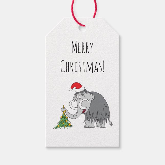 Frohe Weihnachtsbaum Niedliche Mammoth-Weihnachtsm Geschenkanhänger (Vorderseite)