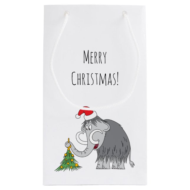 Frohe Weihnachtsbaum Niedliche Mammoth Weihnachtsm Kleine Geschenktüte (Rückseite)