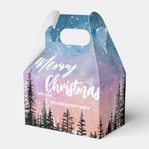 Frohe Weihnachtsbaum Night Gradienten Skript Wald Geschenkschachtel