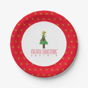 Frohe Weihnachtsbaum Ornaments Lights Pappteller