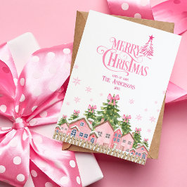 Frohe Weihnachtsbaum Pink Bow Pinkmas Weihnachtska Feiertagskarte