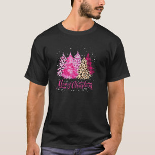 Frohe Weihnachtsbaum Pink Leopard Buffalo Kariert T-Shirt