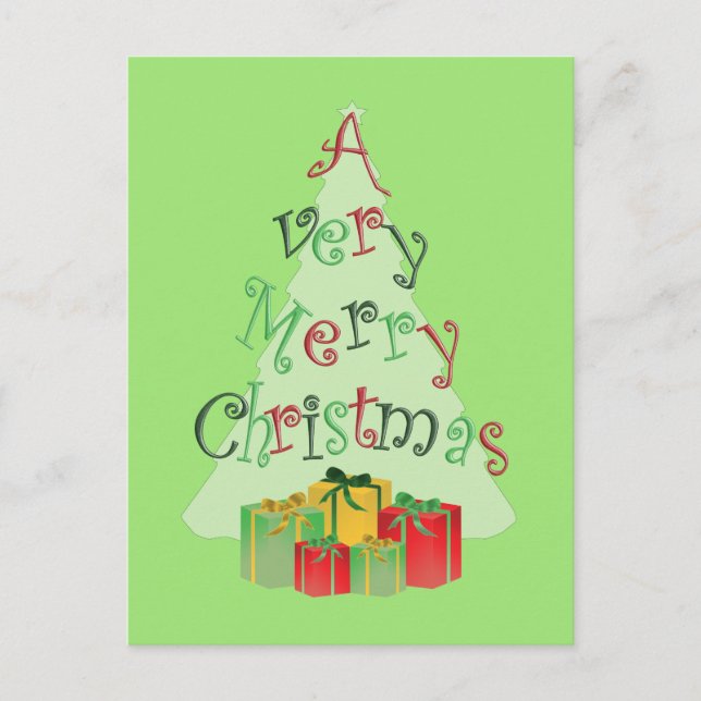 Frohe Weihnachtsbaum Postcard Feiertagspostkarte (Vorderseite)