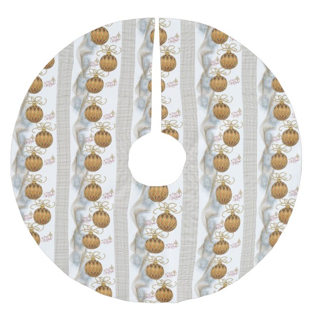 Frohe Weihnachtsbaum Rock Gold Weihnachtsschmuck Polyester Weihnachtsbaumdecke (Vorderseite)