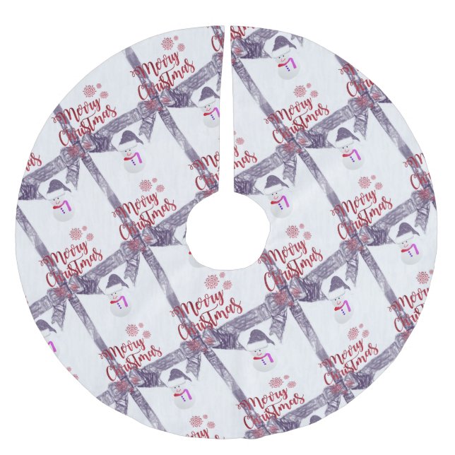 Frohe Weihnachtsbaum Rock Snowman Polyester Weihnachtsbaumdecke (Vorderseite)