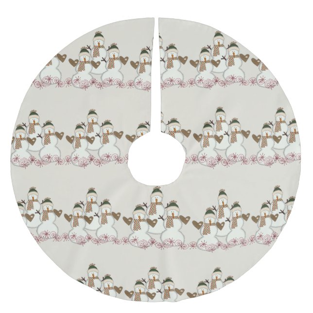 Frohe Weihnachtsbaum Rock Snowman Polyester Weihnachtsbaumdecke (Vorderseite)