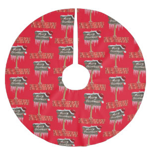 Frohe Weihnachtsbaum Rot Polyester Weihnachtsbaumdecke