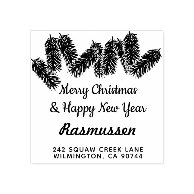 Frohe Weihnachtsbaum-Rücksendeadresse Gummistempel (Prägung)