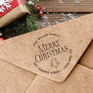 Frohe Weihnachtsbaum-Rücksendeadresse Permastempel