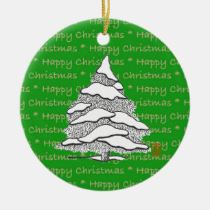 Frohe Weihnachtsbaum Runde Keramik Ornament