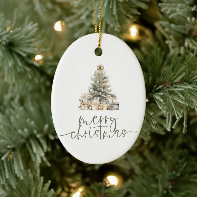 Frohe Weihnachtsbaum Sage Script Name Geschenk Keramik Ornament (Baum)