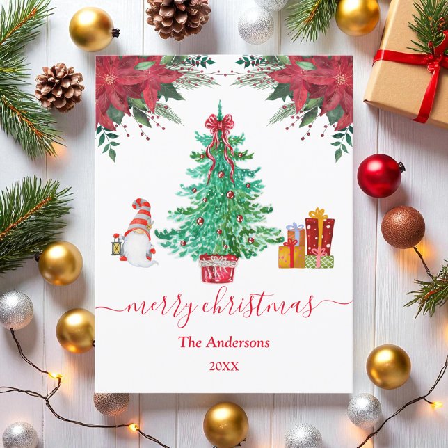 Frohe Weihnachtsbaum Santa Green Rote Postkarte (Von Creator hochgeladen)