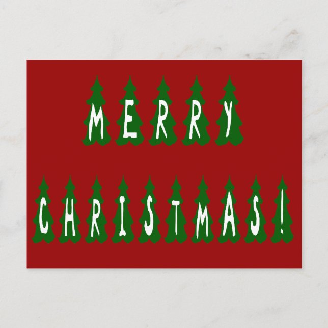 Frohe Weihnachtsbaum-Schriftart Feiertagspostkarte (Vorderseite)