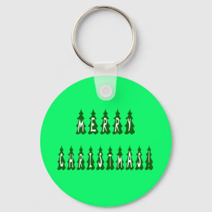 Frohe Weihnachtsbaum-Schriftart Schlüsselanhänger