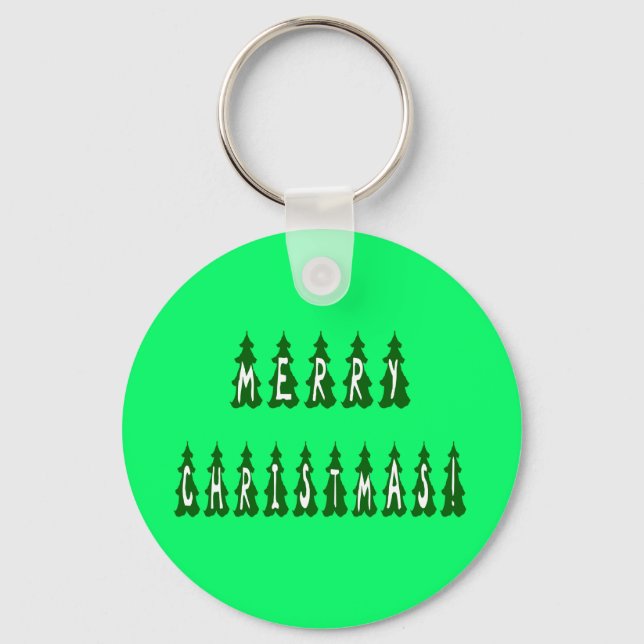 Frohe Weihnachtsbaum-Schriftart Schlüsselanhänger (Vorderseite)