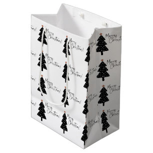 Frohe Weihnachtsbaum Schwarz und Weiß Mittlere Geschenktüte