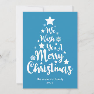 Frohe Weihnachtsbaum Shape Blue Christmas Card Feiertagskarte