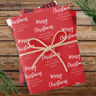 Frohe Weihnachtsbaum Simple Buffalo Karo Pattern Geschenkpapier Set