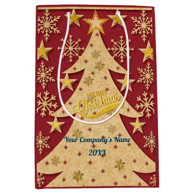 Frohe Weihnachtsbaum, Snowflake & Star-Silhouetten Mittlere Geschenktüte (Vorderseite)