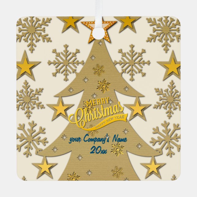 Frohe Weihnachtsbaum, Snowflake & Star-Silhouetten Ornament Aus Metall (Vorderseite)