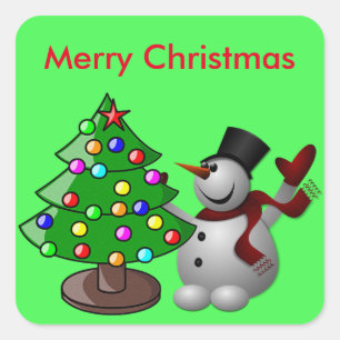 Frohe Weihnachtsbaum & Snowman Stickers
