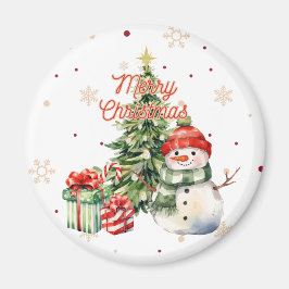 Frohe Weihnachtsbaum Snowman und Geschenke Magnet