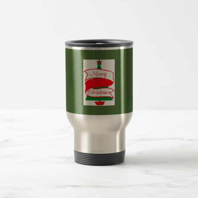 Frohe Weihnachtsbaum-Tasse Reisebecher (Mittel)