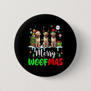 Frohe Weihnachtsbaum Three Santa Elf Labrador Retr Button