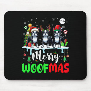 Frohe Weihnachtsbaum Three Santa Reindeer Boston T Mousepad