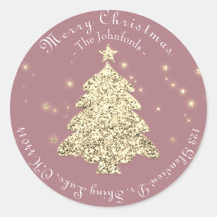 Frohe Weihnachtsbaum UAWG Greetings Gold Glitzer Runder Aufkleber