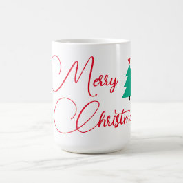 Frohe Weihnachtsbaum und Kalligrafie Kaffeetasse