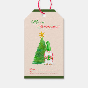 Frohe Weihnachtsbaum und Weihnachtsmann bis Geschenkanhänger