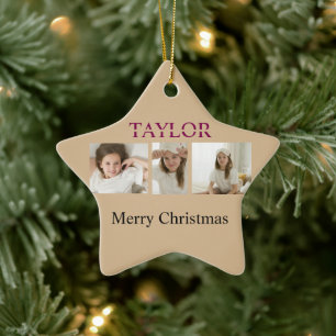 Frohe Weihnachtsbaum-Verzierung – Kinderfoto und N Keramik Ornament