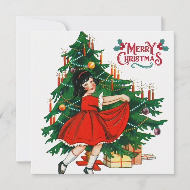 Frohe Weihnachtsbaum Vintage Kunstkarte Karte (Vorderseite)